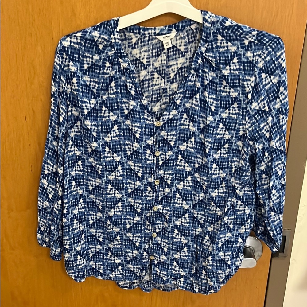 Blue Patterned Women's Top